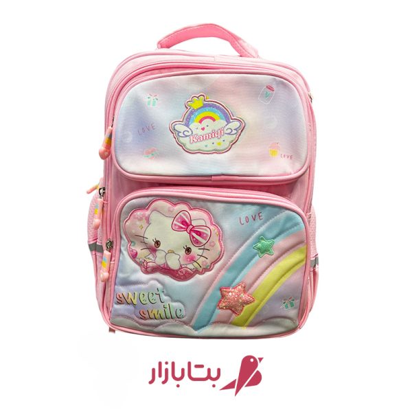 کوله پشتی دخترانه طرح عروسکی با رنگین کمان