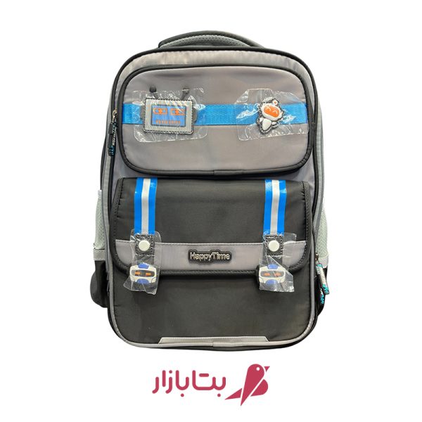 کوله پشتی مدرسه‌ای پسرانه اسپرت طوسی آبی بتابازار