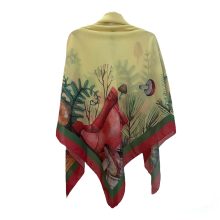 روسری نخی قواره متوسط (قواره 110) گردش پاییزی حاشیه دار