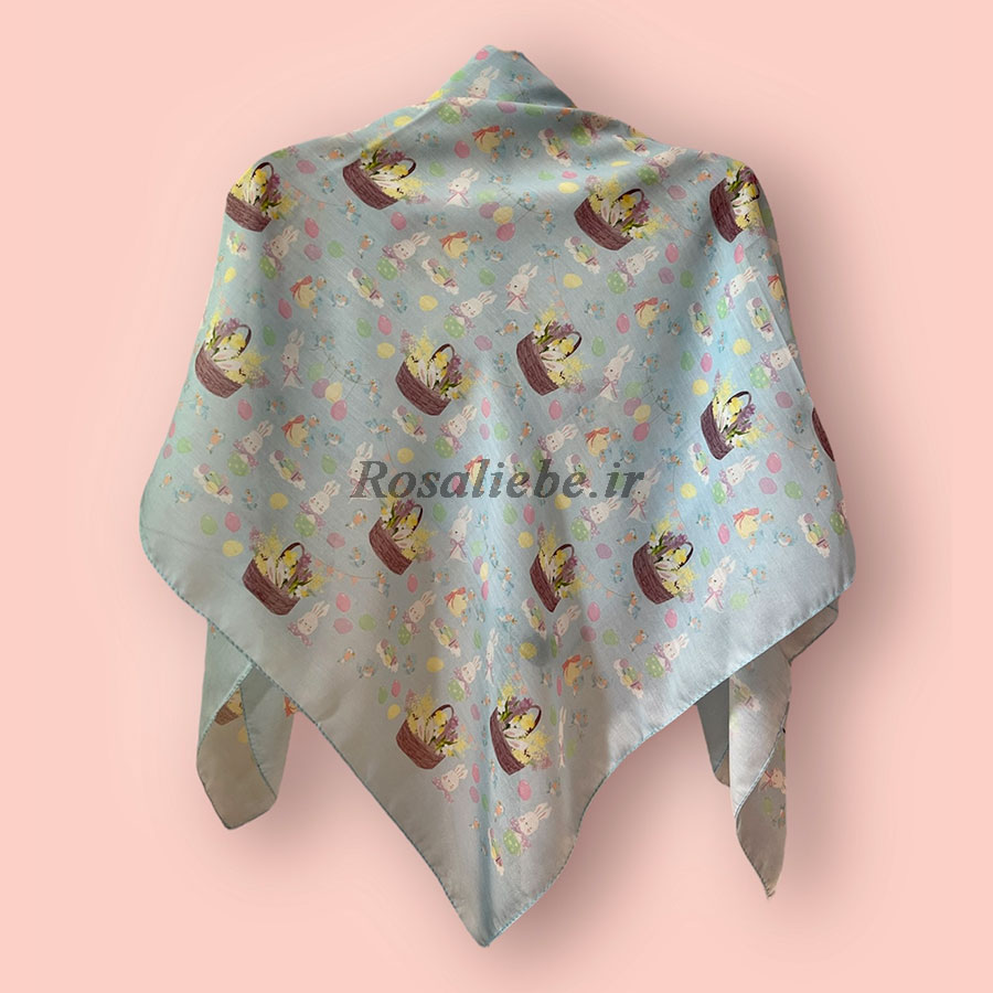 44870روسری نخی بچه گانه (قواره 90) خرگوش عید