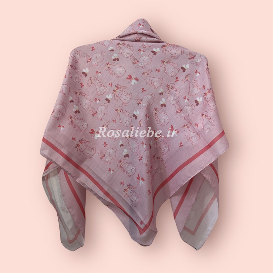 44822روسری نخی بچه گانه (قواره 90) خرگوش صورتی