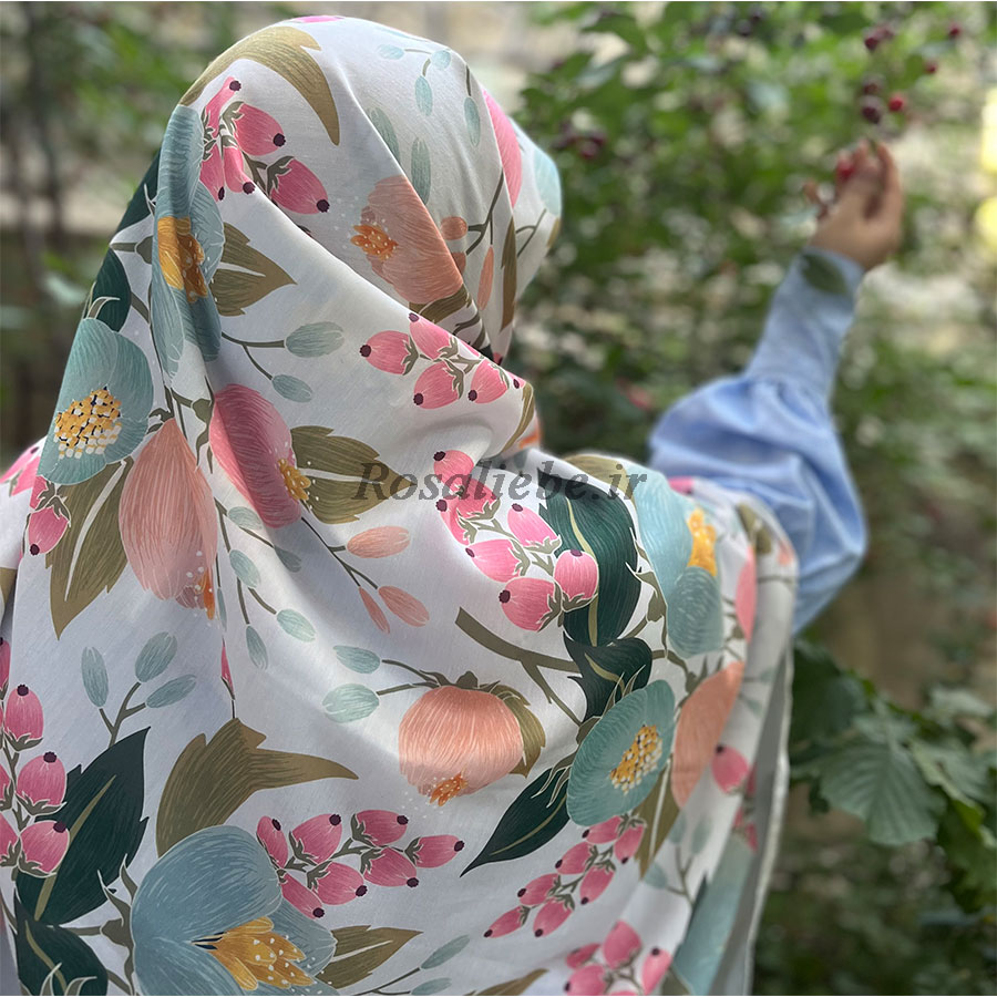 44628روسری نخی گلبهار آبی