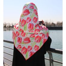 روسری ابریشم توییل لاله قرمز