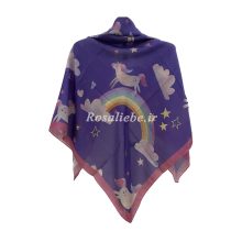 روسری نخی بچه گانه (قواره 90) یونیکورن بنفش