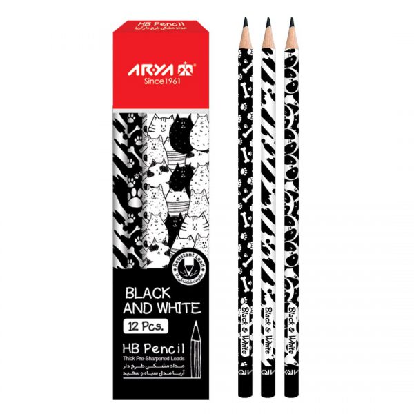مداد مشکی آریا طرح سیاه و سفید black and white